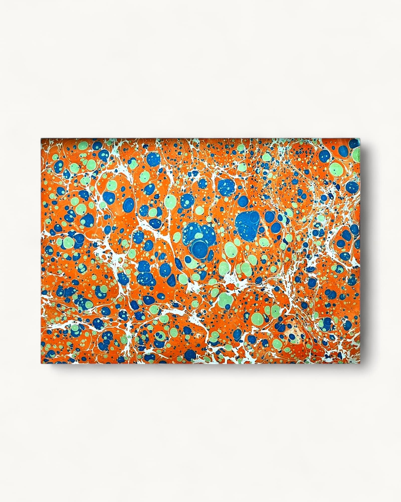 Hand Marbled Paper · Large · Orange & Red Bold